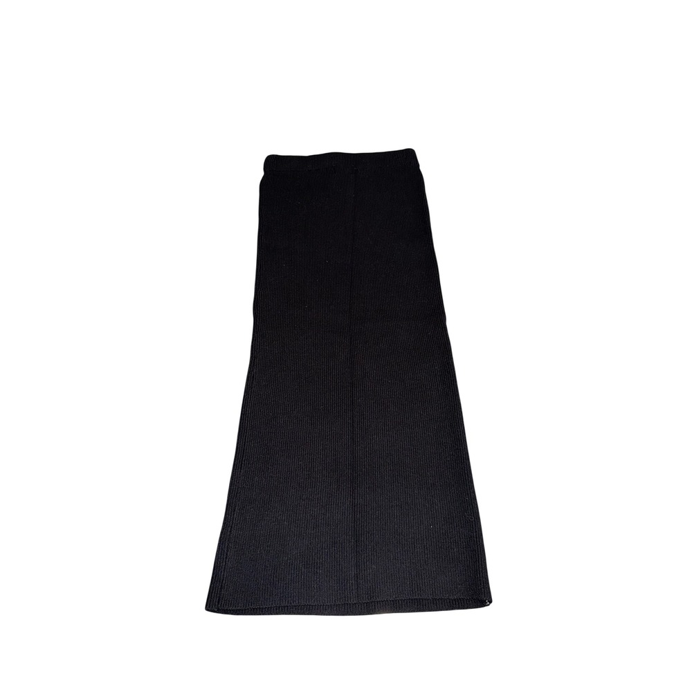 Petal & Pup Women's Black Ribbed Skirt Stretch Knit Midi M/L